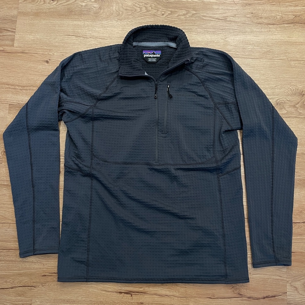 Patagonia Worn Wear R1 Polartec Pullover Men Large Gray 1/2 Zip Fleece 40109